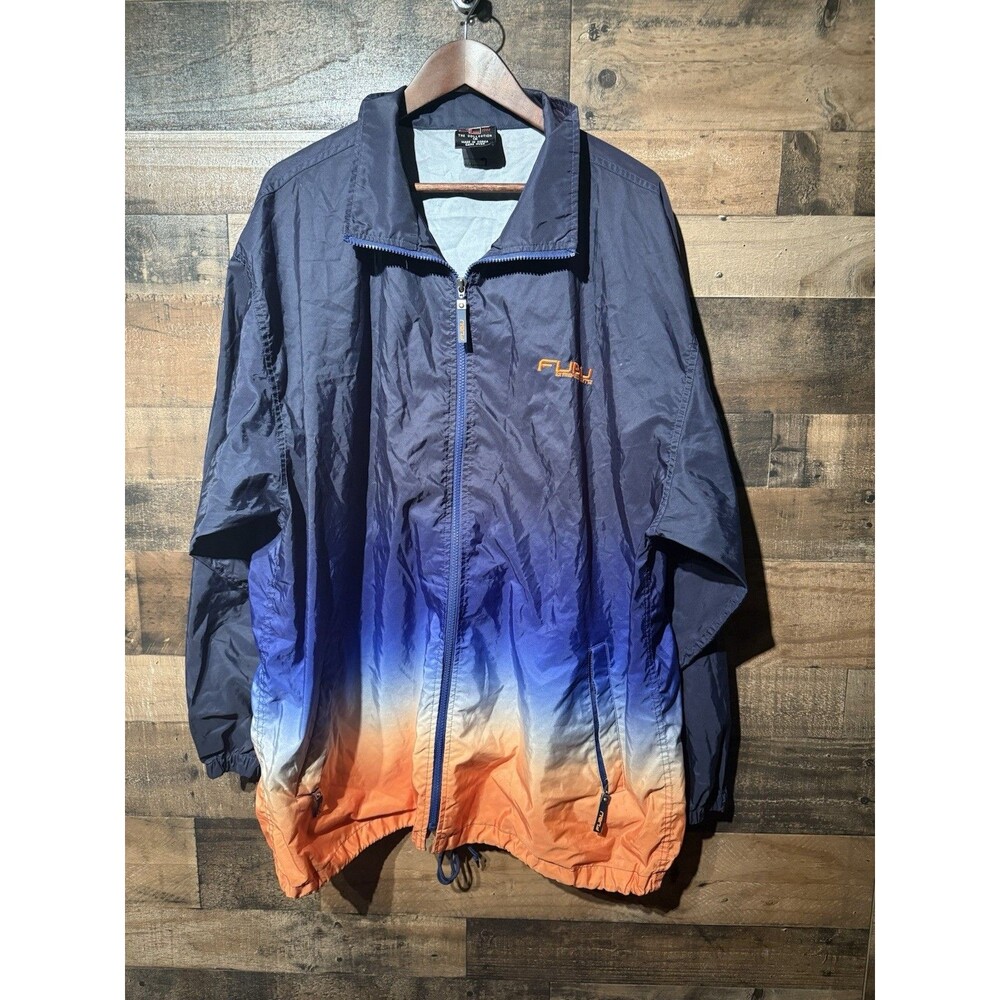 Vintage FUBU Track Jacket Mens XL 90s Full Zip Y2K Blue And Orange Windbreaker